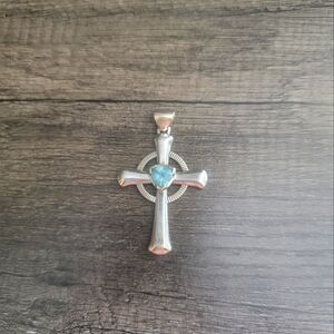 18ct White Gold custom Cross by Krikawa Jewelry w/ 2.13 CT aquamarine.